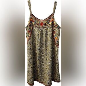 Uncle Frank brown multi colored embroidered dress small